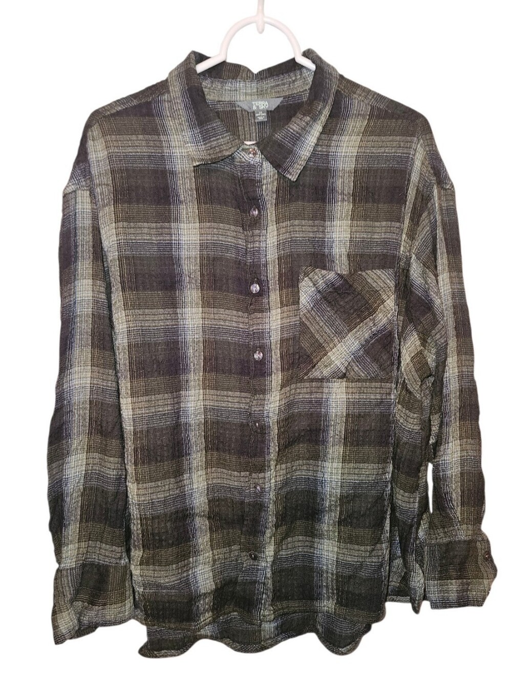 1X 16W-18W Terra & Sky Plaid Shirt